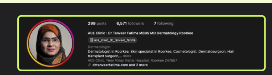 ACE Clinic — Dr Tanveer Fatima Instagram profile, 6,571 followers